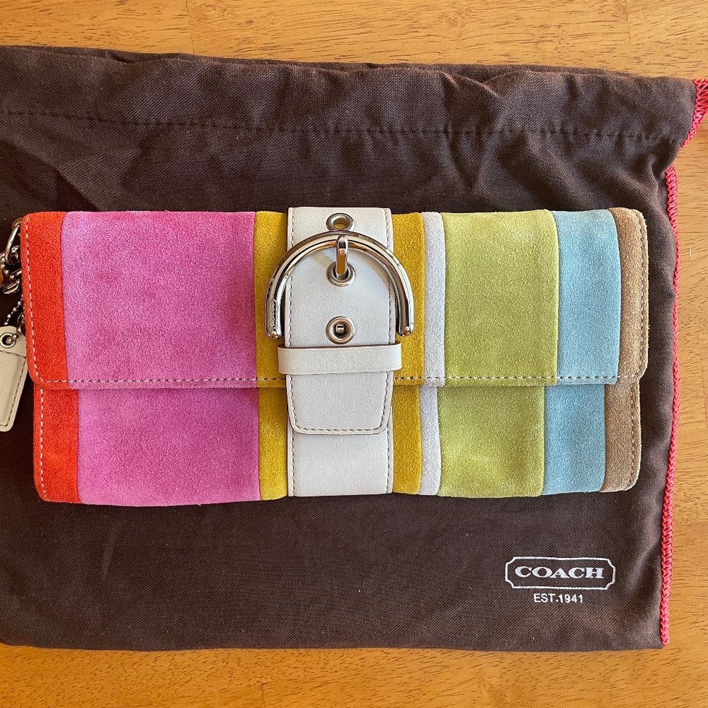 Vintage Coach rainbow suede wristlet - Picture 2 of 8